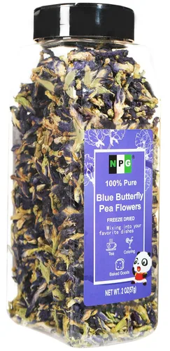 NPG Té de flores de guisantes mariposa azul 2 Oz, brotes de flores enteras en hojas sueltas, colorante alimentario azul natural no-GMO para té