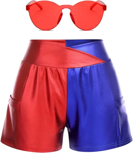 Vista 2 de Pantalones cortos metálicos brillantes para mujer, pantalones cortos de baile con lentes de sol