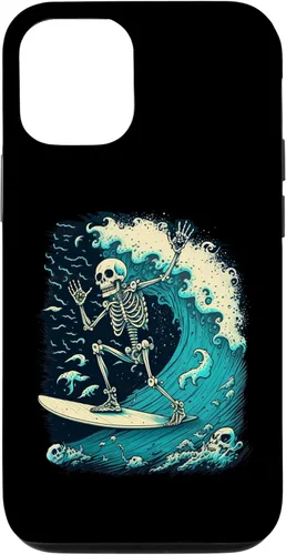 Vista 28 de Funda para iPhone 11 Pro con diseño de esqueleto de surf para colgar diez impresionantes calaveras onduladas