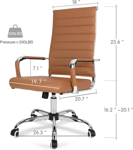 Vista 3 de Silla de oficina en casa acanalada, sillas modernas de cuero para sala de conferencias, silla ejecutiva de computadora con respaldo alto, silla