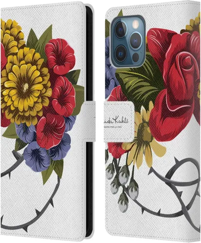Vista 69 de Head Case Designs Funda con licencia oficial de Frida Kahlo Portrait Red Florals - Funda de piel tipo cartera compatible con Apple iPhone 14 Pro