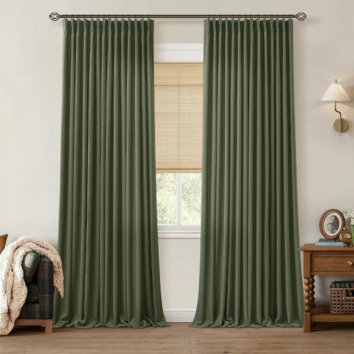 Vista 44 de TWODRAPES Burlywood - Cortinas plisadas de lino grueso de abedul de 96 Abedul Burlywood