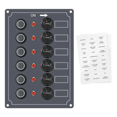 Vista 8 de Panel de interruptores marinos, Haoguo Panel eléctrico de barco de 6 Gang con disyuntor, IP67 impermeable, aplicable a barcos, yates, barcos