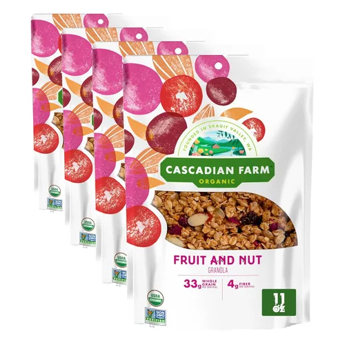 Vista 41 de Cascadian Farm Granola orgánica, cereales de frutas y nueces, bolsa resellable, 11 onzas