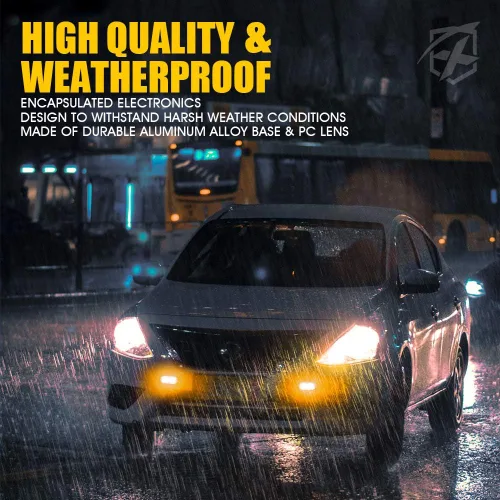 Vista 6 de Xprite Kit de luces estroboscópicas LED ámbar para montaje en superficie, parrilla de parrilla lateral, luz intermitente de advertencia