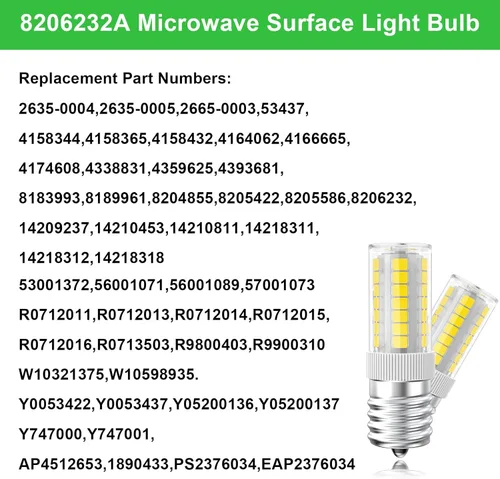 Vista 7 de Bombilla LED para microondas – Repuesto de electrodomésticos sobre estufa 8206232A 40W bombilla incandescente – para estufa de refrigerador, campana
