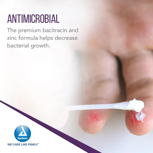 Vista 4 de Dynarex Bacitracin Zinc Ointment USP - Burn Cream and Antibiotic Ointment for Minor Cuts, Diaper Rashes, Wound Care and First Aid, 0.9g Packets - 12