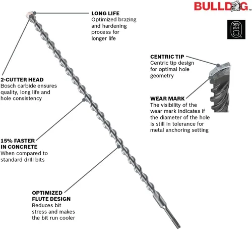 Vista 2 de Bosch HCK005 - Juego de brocas para martillo perforador S4L SDS-plus, 5 piezas