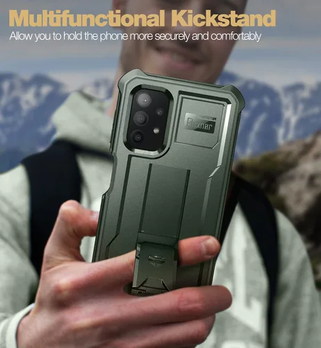 Vista 5 de Dexnor Funda para Samsung Galaxy A32 5G, [protector de pantalla y soporte integrados] Protección de grado militar resistente a prueba de golpes
