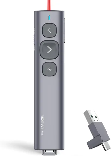 Vista 12 de Norwii Clicker de presentación Bluetooth N95 con receptor USB-A, clicker de PowerPoint para control remoto de presentación, puntero inalámbrico