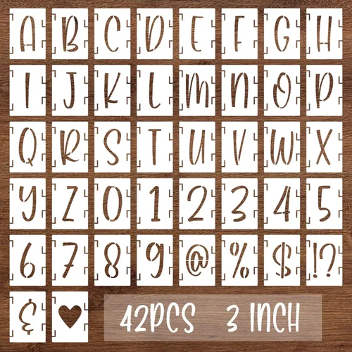 Vista 13 de BAMIDELE Plantillas de letras del alfabeto de 1 pulgada, 42 piezas de letras de plástico reutilizables, símbolos de números, kit de plantillas