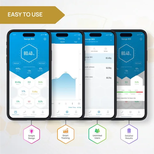 Vista 8 de INEVIFIT EROS - Báscula inteligente Bluetooth y báscula digital de cocina, paquete de fitness, composición corporal completa y solución