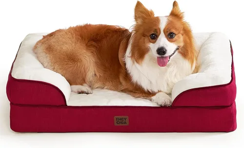 Vista 109 de EHEYCIGA – Cama ortopédica impermeable para perros extragrandes, espuma viscoelástica tipo caja de huevos, bordes elevados y base antideslizante
