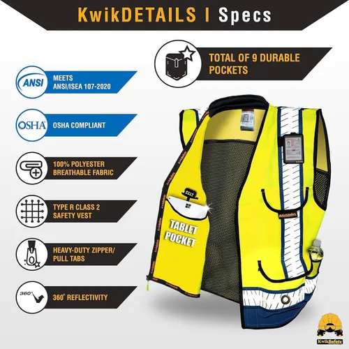 Vista 4 de KwikSafety GODFATHER SHERIFF - Chaleco de seguridad [amarillo/azul, pequeño] + paquete de casco de ala completa TORTOISE