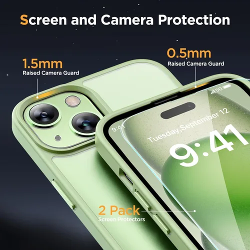 Vista 177 de Miracase - Funda magnética para iPhone 13 de 6.1 pulgadas (compatible con MagSafe) (con 2 protectores de pantalla), protección de grado militar