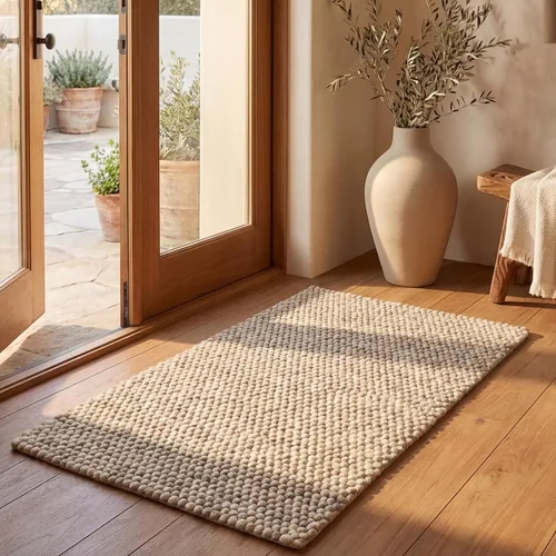 SAFAVIEH Natura Collection - Alfombra decorativa, 2 x 3 pies, color beige, mezcla de lana hecha a mano, diseño texturizado, ideal para pasillo,