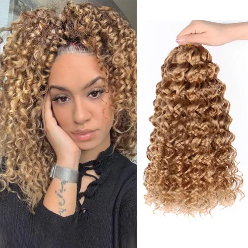 Vista 12 de Gogo Curl Cabello de Ganchillo Rizado de 8 Pulgadas Cabello Corto Rizado de Ganchillo para Mujeres Negras Rizo de Playa Onda de Agua Cabello Rizado