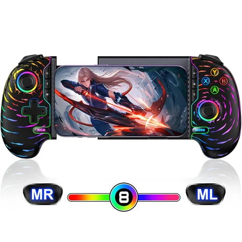 Vista 7 de AXYBCOOL Wireless Mobile Controller for iPhone & Android - Hall Effect Joystick, No Drift - Compatible with Xbox Game Pass, Steam Link, Call of