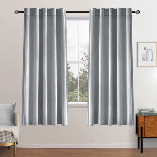Vista 34 de MIULEE Cortinas de terciopelo de 63 pulgadas de largo, 2 paneles de cortinas opacas de lujo para dormitorio, sala de estar, cortinas de ventana