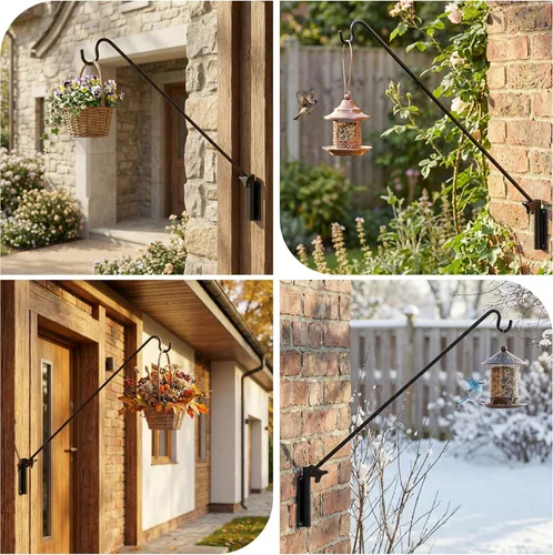 Vista 7 de ERYTLLY Gancho de Cubierta de Alcance Extendido Poste de Pared Montado en Pared, Extensible y Ajustable de 28 a 43 pulgadas Soporte para Colgar