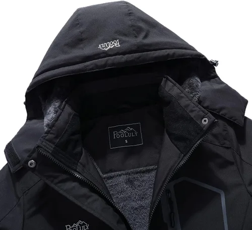 Vista 5 de Pooluly - Chaqueta de invierno para esquísnowboard para mujer, con capucha, impermeable, rompeviento
