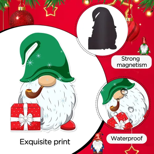 Vista 6 de 12 imanes de gnomo de Navidad para refrigerador, calcomanías de imanes de gnomo para puerta de garaje, adornos de decoración navideña para nevera