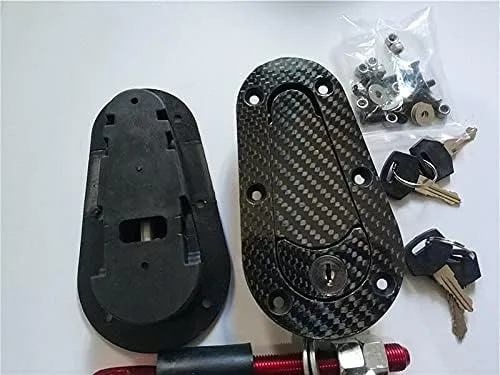 Vista 4 de Universal JDM fibra de carbono capó Pin Plus Flush Mount pestillo Kit de bloqueo con llaves