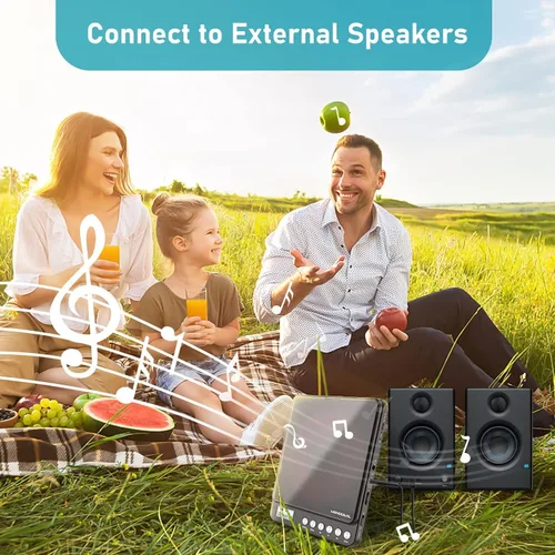 Vista 5 de CD Player Portable, MONODEAL Portable Rechargeable Player with Dual Headphones Jack, Small Anti-Skip CD Player for Car/Travel/Home, Personal CD