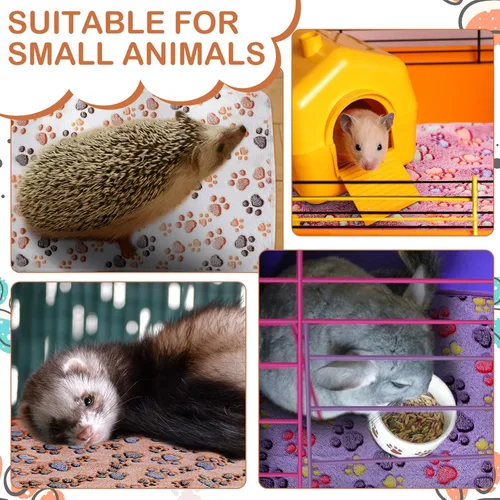 Vista 4 de Newwiee 20 piezas de manta de forro polar PET pequeña, lavable, impermeable, ropa de cama para animales pequeños, cobayas, cachorros, perros, gatos