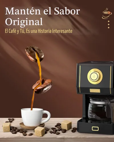 Vista 5 de Amaste Cafetera, cafetera de estilo retro de goteo de 25 onzas con cafetera de vidrio con filtro de café reutilizable y tres modos de preparación