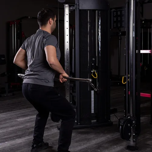 Vista 8 de AmStaff - Barra de tracción recta Ez Curl Lat de 48 pulgadas con doble gancho giratorio para máquinas de cable de doble polea, accesorio funcional