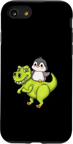 Vista 18 de iPhone 16 Cute Penguin Riding T Rex Funny Dinosaur Cute Animal Lover Case
