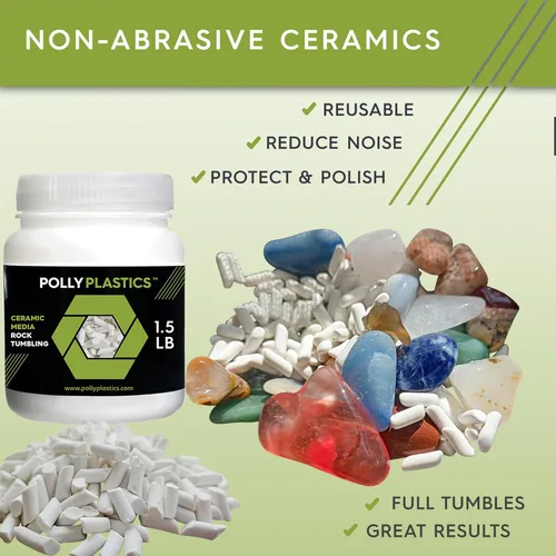Vista 3 de Polly Plastics Medios de Relleno Cerámicos para Pulido de Rocas (Tamaño de Cilindro Pequeño) Gránulos de Cerámica No Abrasivos para Todo Tipo