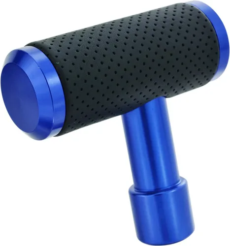 Vista 7 de Pomo de palanca de cambios con mango en T, cubierta de aleación estilo joystick con palanca de cambios de cuero, se adapta a la mayoría de Negro