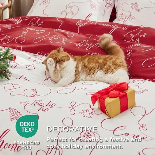Vista 4 de Bedsure Funda de edredón de Navidad tamaño individual, colección de ropa de cama para niños con patrón de copos de nieve navideños, incluye 1 funda