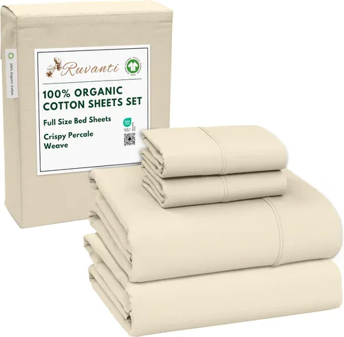 Vista 68 de RUVANTI - Juego de sábanas individual XL, 100% algodón orgánico, percal, certificado GOTS, 3 piezas, bolsillo profundo de 15 pulgadas, frescas