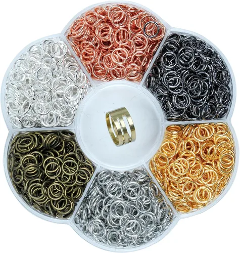 YAKA 12000 piezas de 0.118 in, caja de 6 colores, anillo de salto abierto, llavero de joyería para accesorios de fabricación de joyas, 1 herramienta