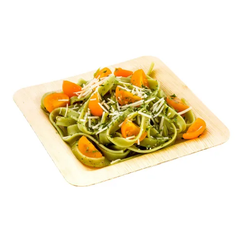 Vista 5 de Restaurantware Plato de hoja de bambú Plato de palma cuadrada – Desechable biodegradable – 3.6 pulgadas – Plato de degustación Plato de postre Plato