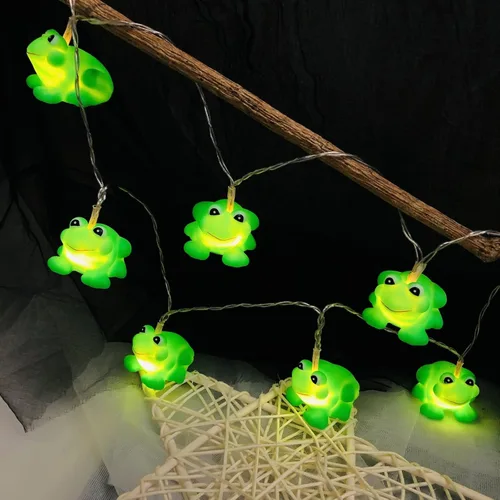 Vista 13 de Guirnalda de luces con forma de rana con enchufe USB y funciona con pilas, para jardín, dormitorio de los niños, árbol de Navidad, decoración