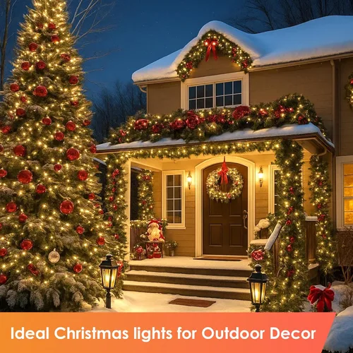Vista 7 de LumiGlow - Luces de Navidad de 1200 LED, 394 pies, luces de árbol de Navidad impermeables IP67 con 8 modos, luces de cadena para exteriores