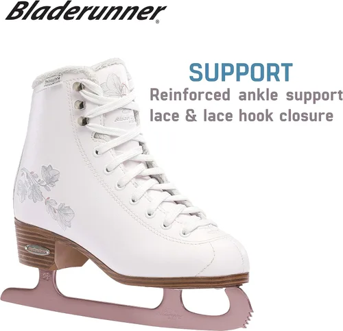 Vista 3 de Rollerblade Bladerunner Ice Diva - Patines artísticos para mujer, color blanco y oro rosa, patines de hielo