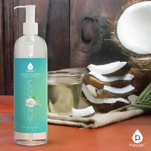 Vista 2 de Pursonic Aceite de coco fraccionado puro sin perfume, aceite multiusos de 16 onzas para piel, cabello, masaje corporal y eliminación de maquillaje