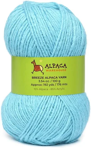 Mezcla de lana de alpaca, 1 madeja de 3.53 onzas, peso peinado, celestial, suave y perfecto para tejer y tejer a ganchillo (aguamarina, peso peinado)