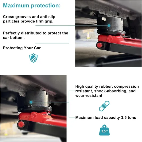 Vista 7 de Almohadilla de goma con ranura en X de 3.9 x 1.9 in, disco protector de riel de marco lateral de soldadura universal para automóvil, soporte