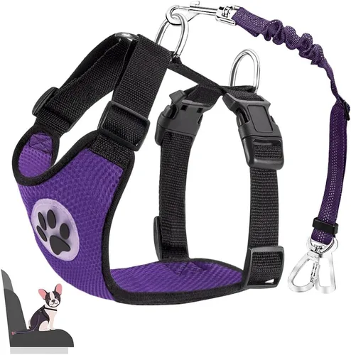 Vista 11 de Lukovee - arnés de seguridad para perro con cinturón de seguridad, arnés de seguridad ajustable para mascotas, doble tejido de malla transpirable