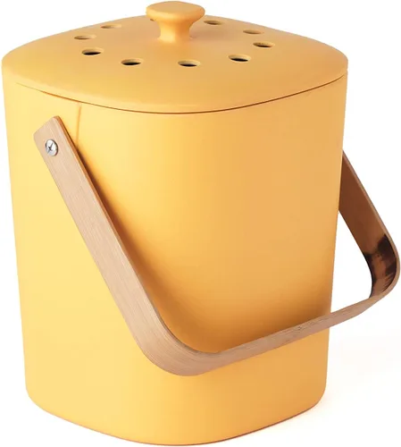 Vista 13 de Bamboozle - Contenedor de abono de 1 galón, viene con filtro a base de cáñamo, materiales sostenibles, compostador de encimera interior, suministros