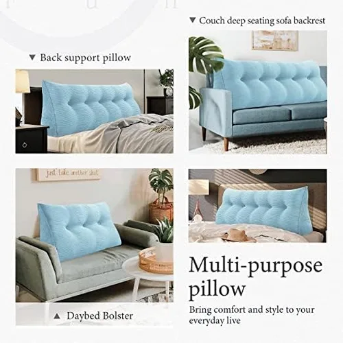 Vista 4 de Almohada de cuña para cabecero de dormitorio, almohada de lectura para la espalda, soporte para sentarse en la cama, cojín lumbar, posicionamiento