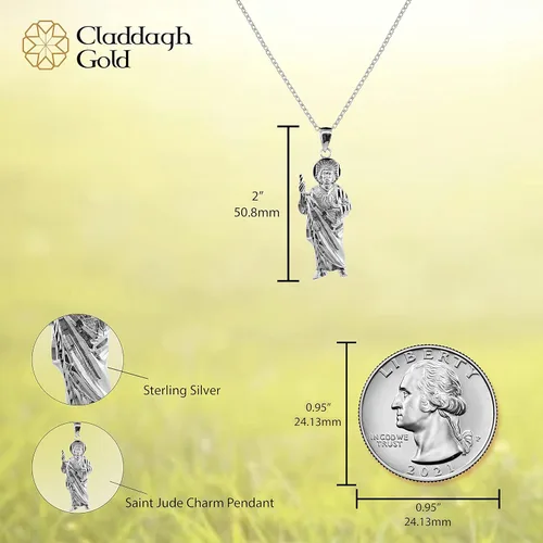 Vista 4 de Colgante de plata de ley 925 con dije de San Judas, Plata esterlina