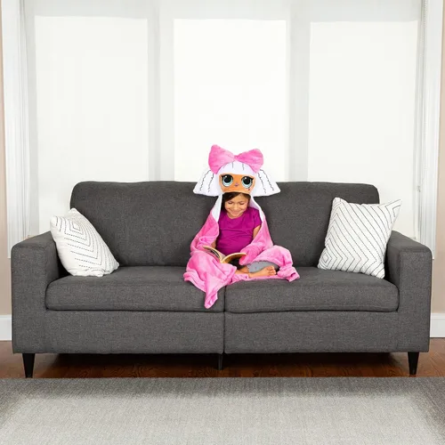 Vista 2 de Franco Ropa de cama para niños, manta con capucha súper suave y acogedora, 30 x 50 pulgadas, LOL Surprise