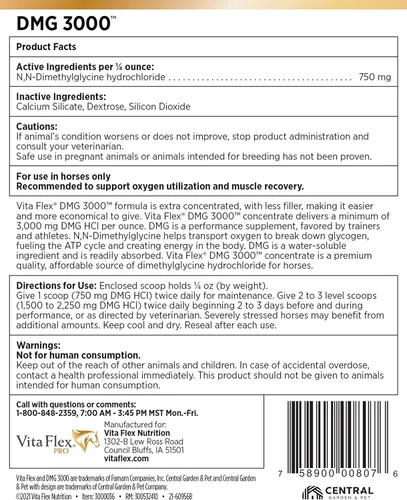 Vista 5 de Vita Flex Pro DMG 3000 concentrado DMG para caballos, 4 libras, suministro para 128 días
